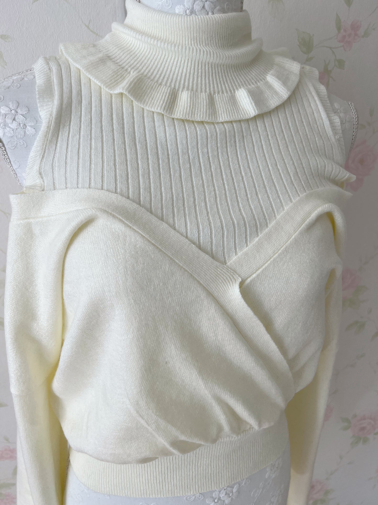 (20% OFF) Ank Rouge Off Shoulder High Neck Knit Top
