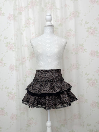 Leopard Tiered Mini Skirt