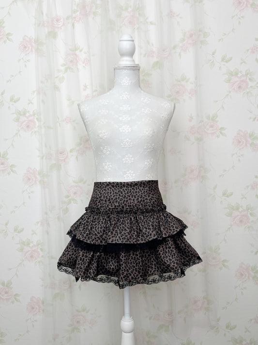 Leopard Tiered Mini Skirt