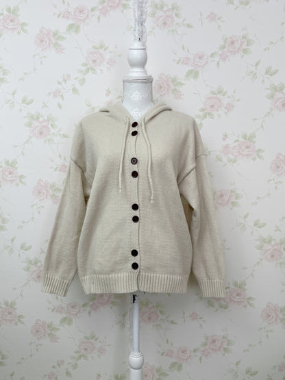 Loose Sleeve Shoujo Knit Hoodie (Oat Meal)