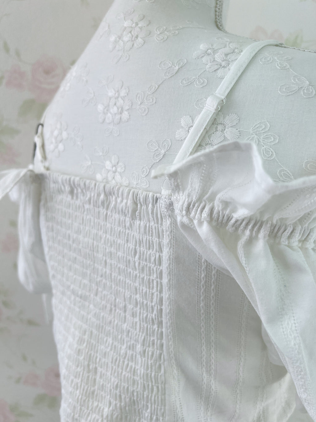 Puff Sleeve Off Shoulder Cotton Blouse (White)
