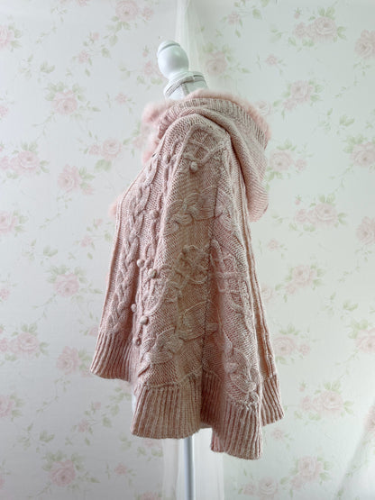 mezzo piano Rabbit Fur Poncho (pink)