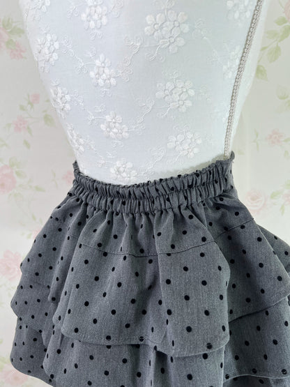 GRL Polka Dot Tiered Skirt (Dark Gray)
