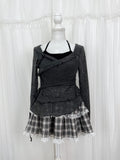Halter neck Layered Like Top (Gray)