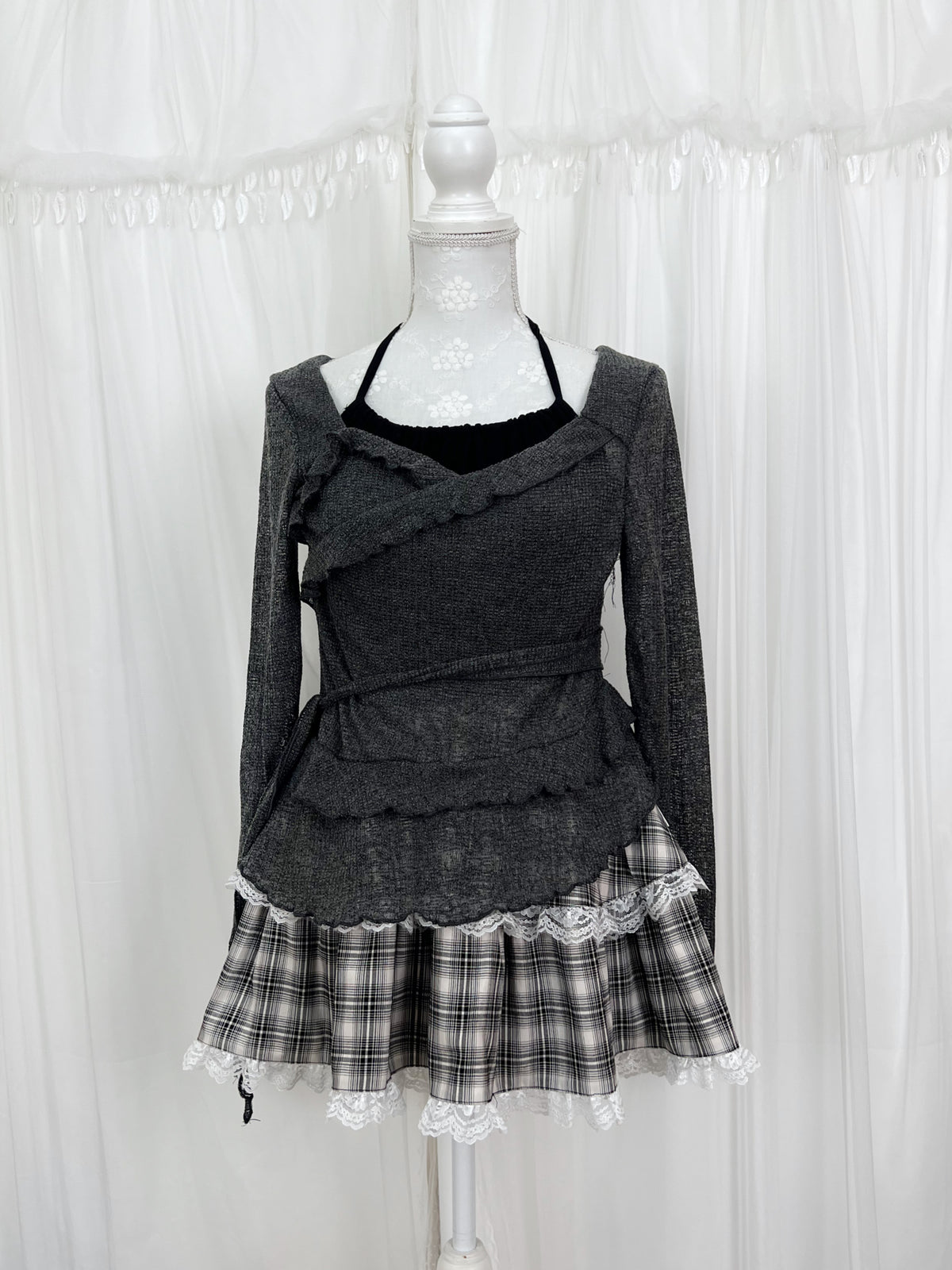 Halter neck Layered Like Top (Gray)