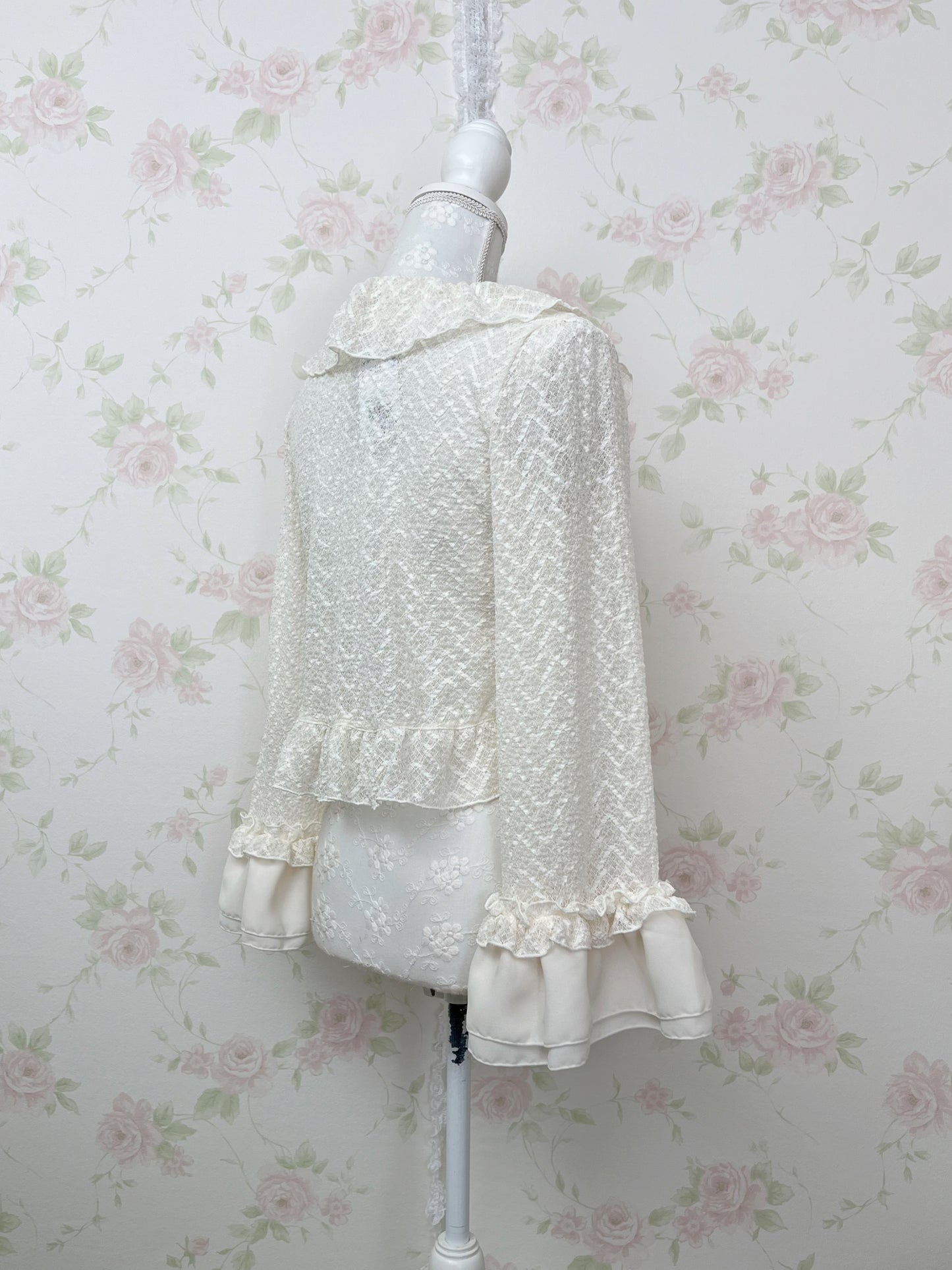 axes femme Lacy Y2K Revival Cardigan (Ivory)