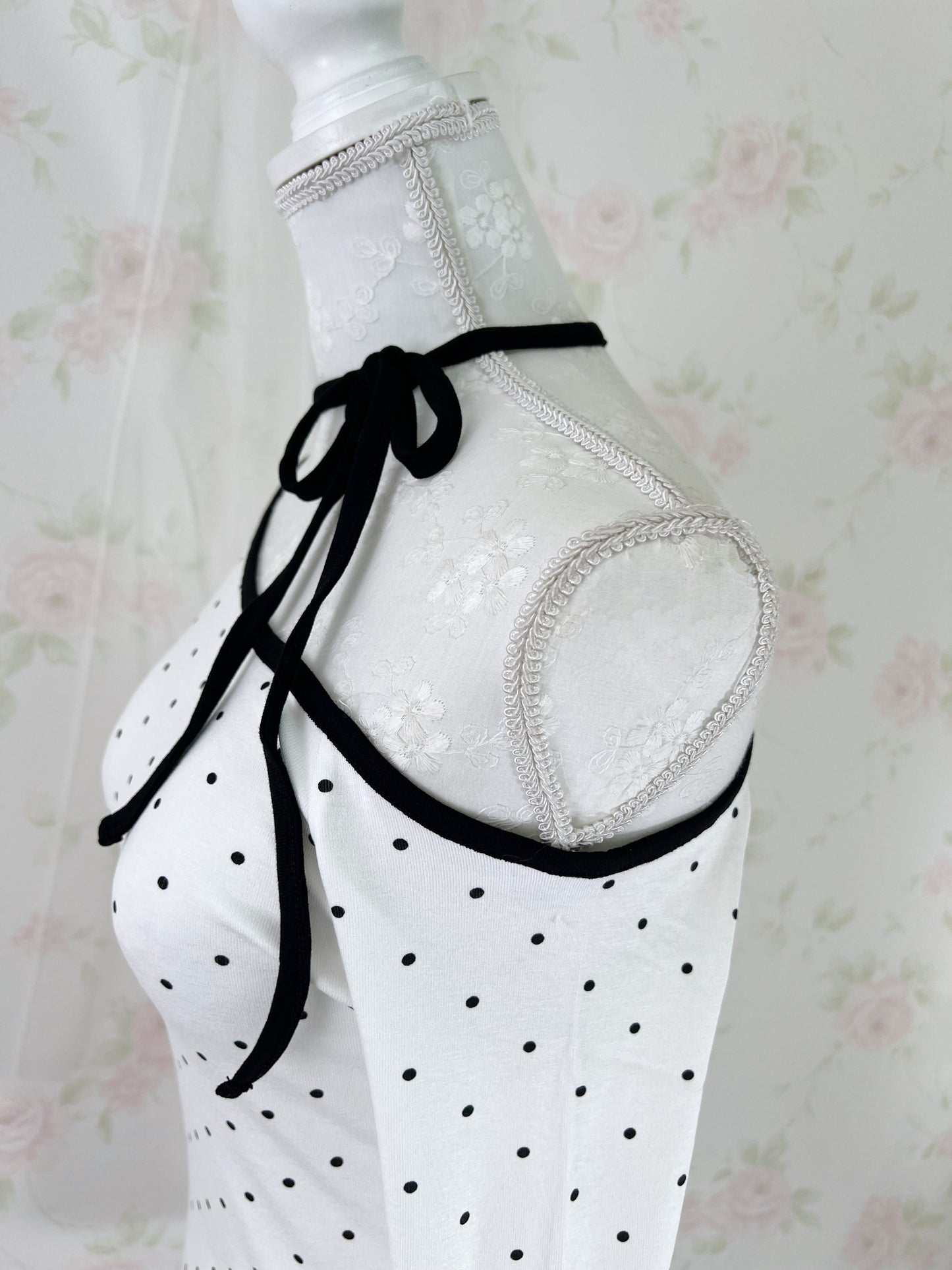 One Shoulder Polka Dot Top (White)