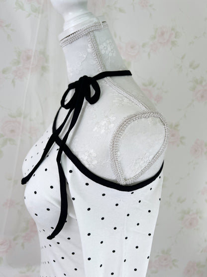 One Shoulder Polka Dot Top (White)