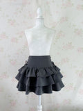 High Waist Tiered  Side Bow Skirt (Gray)