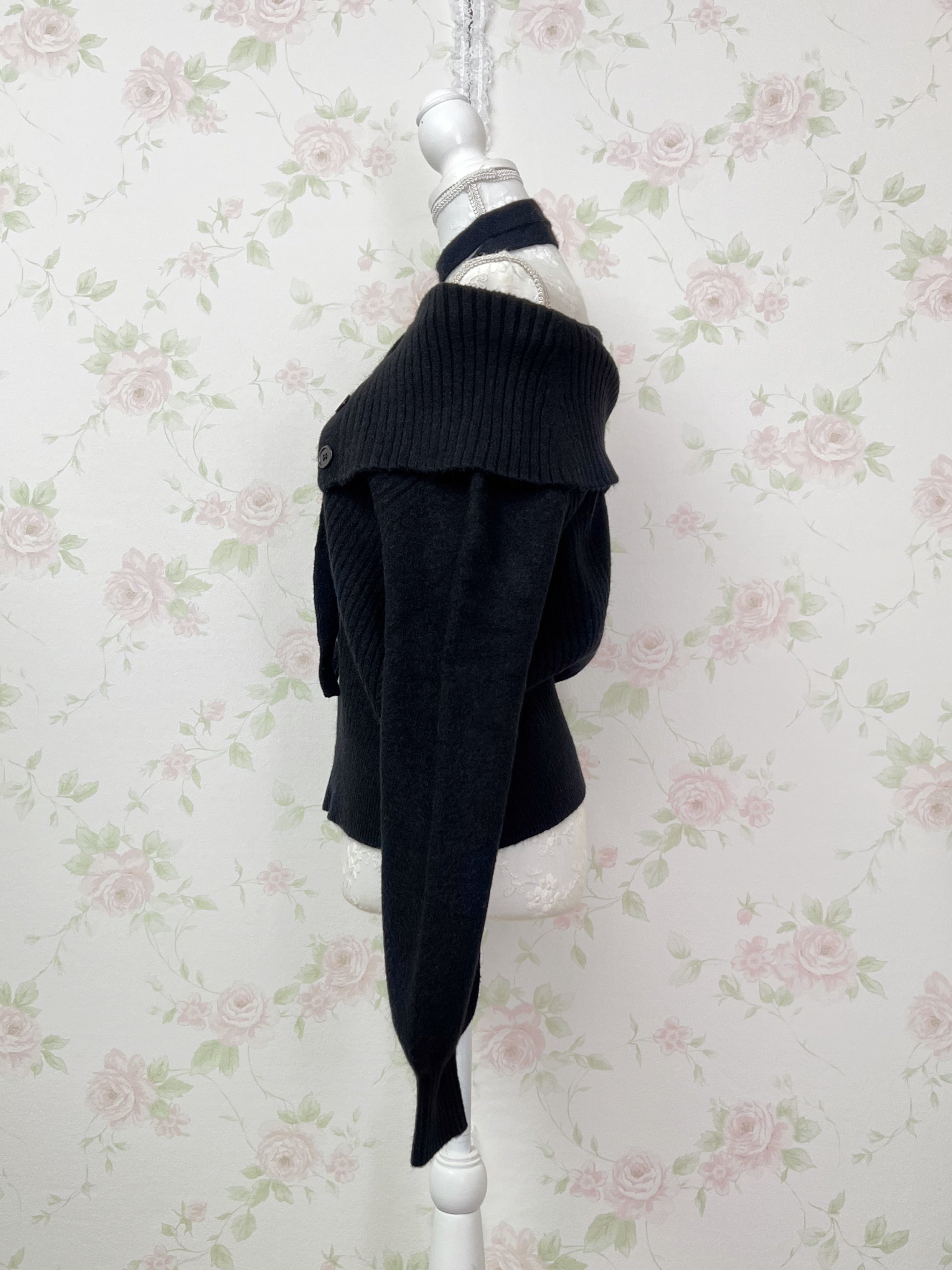 Button Up Choker Sweater (Black)