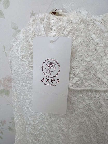 axes femme Lacy Y2K Revival Cardigan (Ivory)