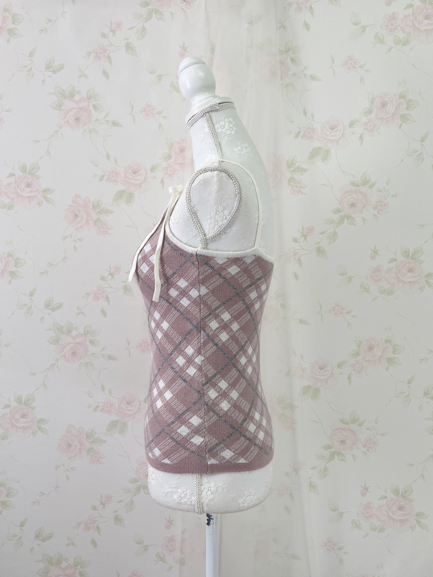 apres jour Short Knit Top & Camisole Set (Gray Pink)