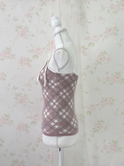 apres jour Short Knit Top & Camisole Set (Gray Pink)