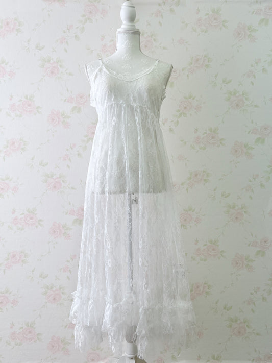 Lacy Layered Long Dress (White)