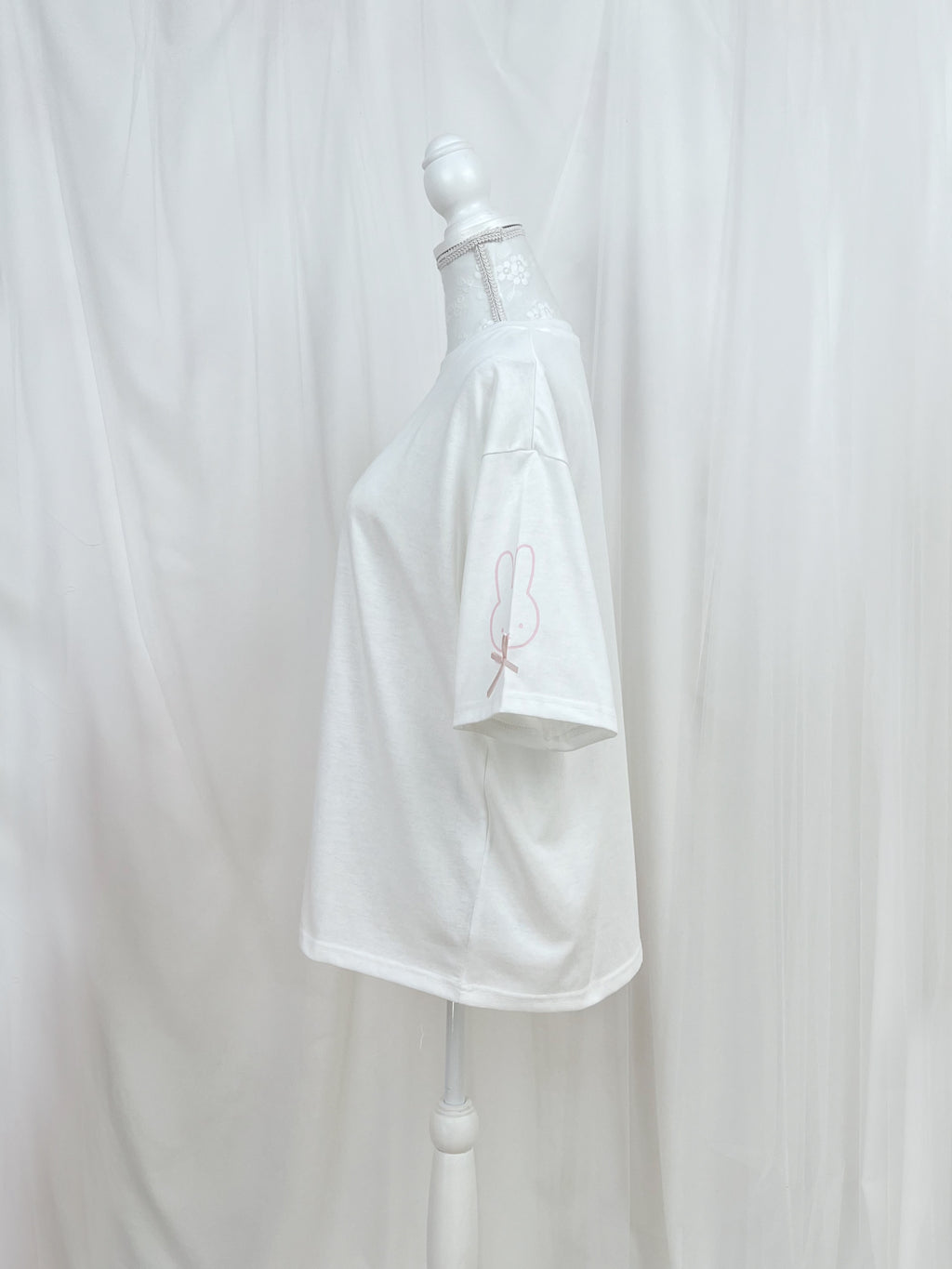 miffy Sleeve Face Print T-Shirt (White)