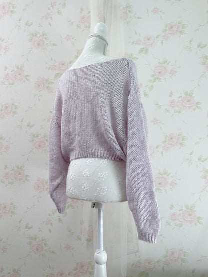 GRL Soft Loose Gyaru Sweater (Purple Pink)