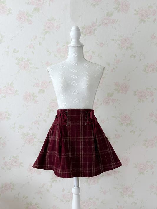 evelyn AnMILLE Checked Side Laced Up Skirt