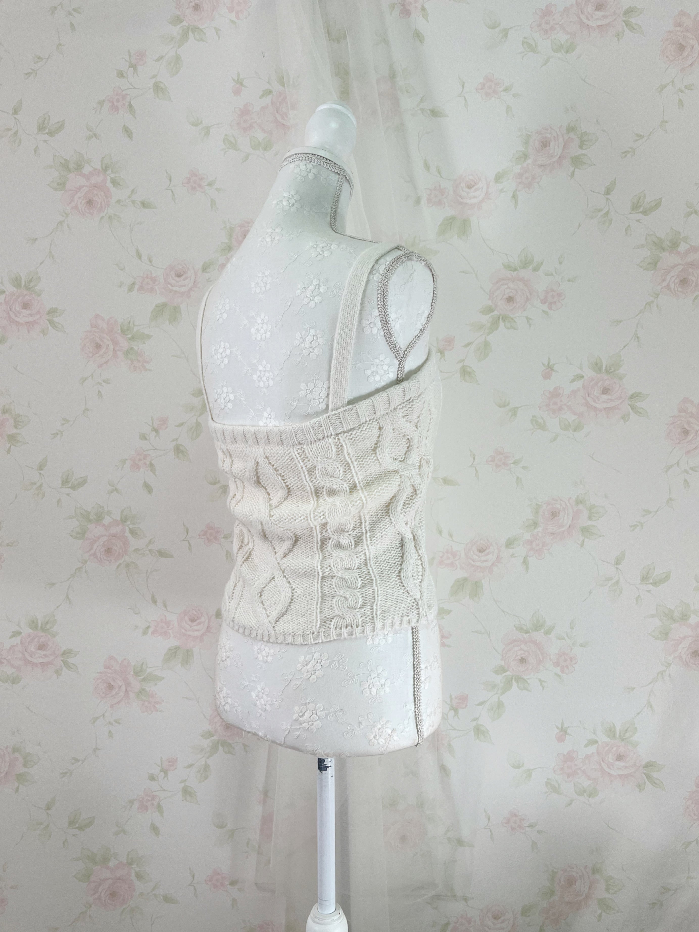 Cardigan Moe Sleeve Camisole Set (Ivory)