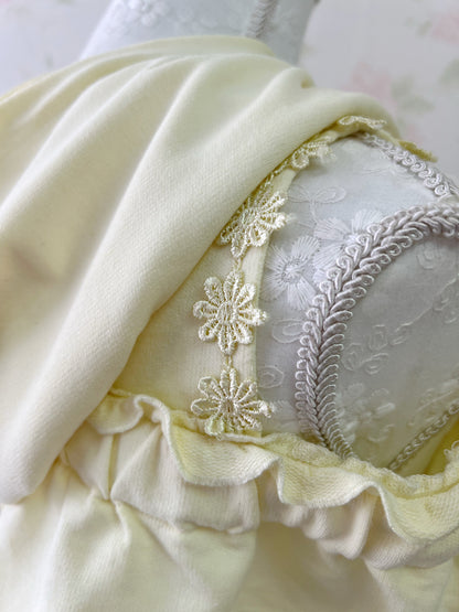 LIZ LISA Floral Lace Tulle Hoodie (Lemon yellow)