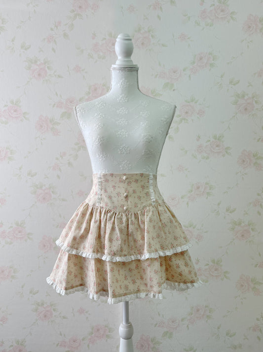 Ank Rouge Petite Floral Skirt (Beige)