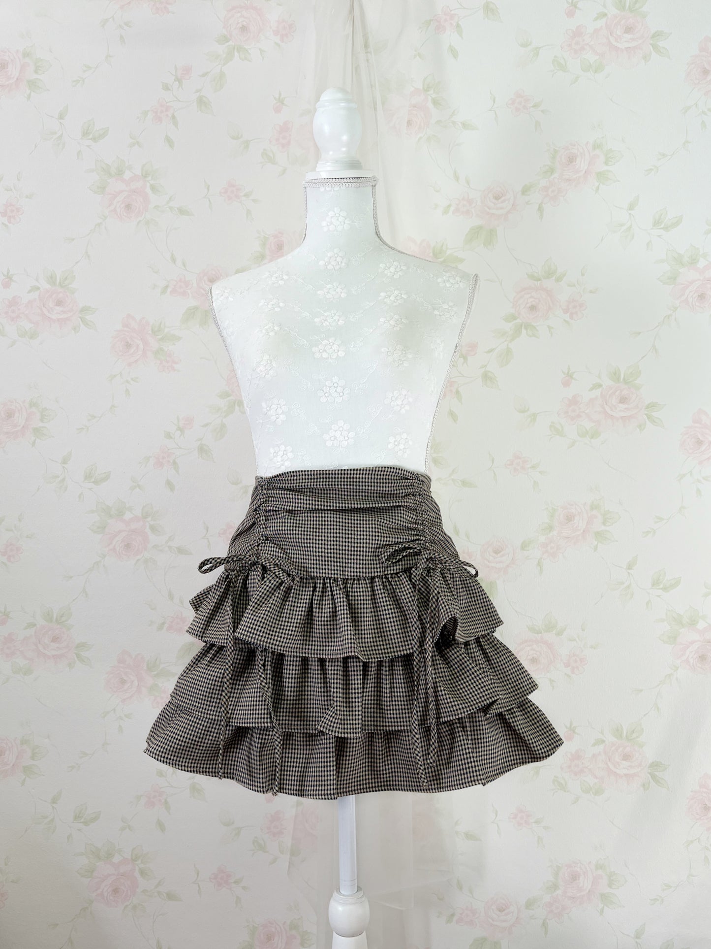 Olive des Olive Side Bow Tiered Skirt (Brown)