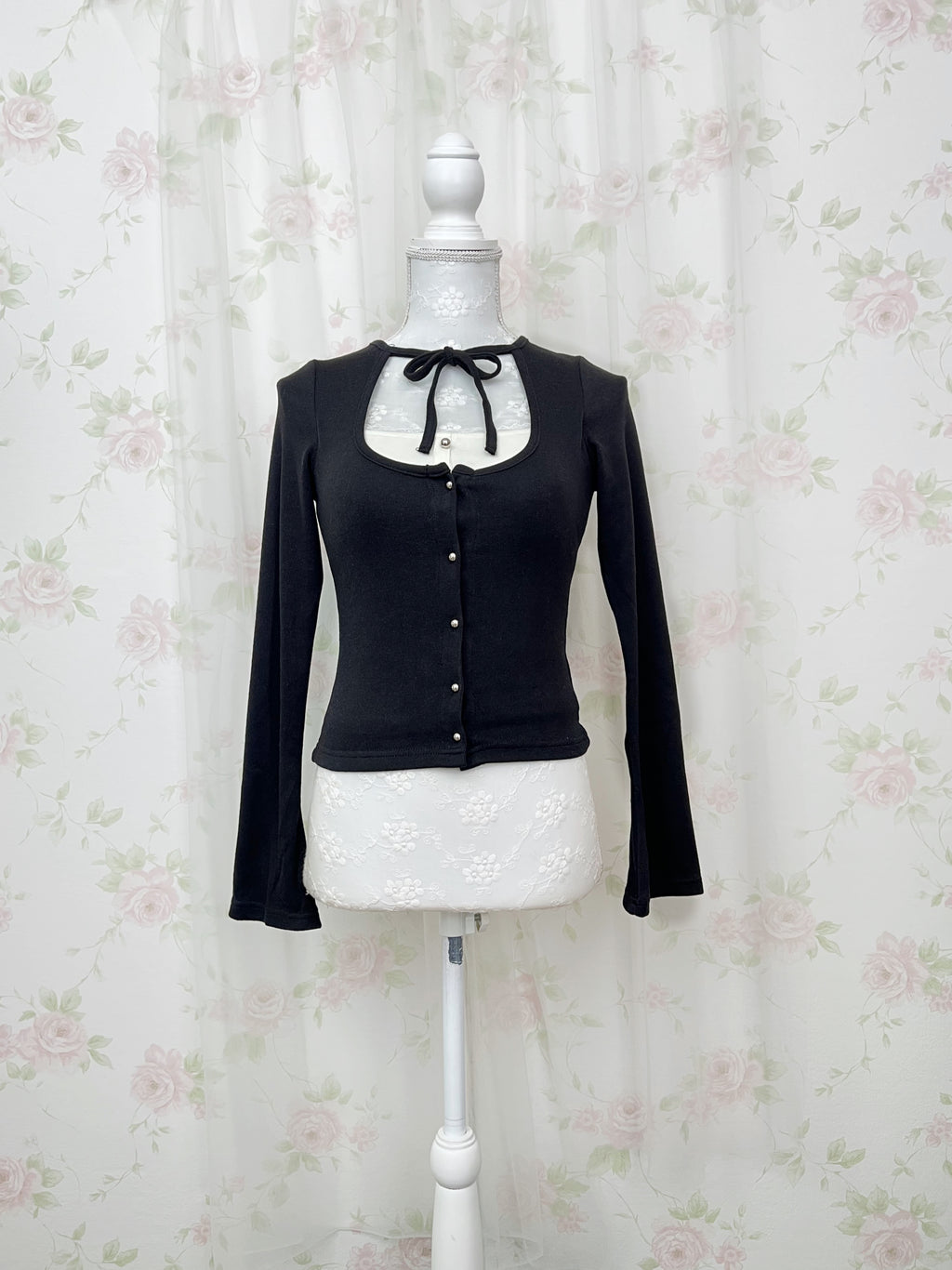 BUBBLES Milkmaid Front Lace Top (Black)