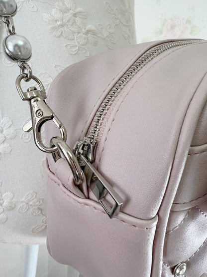 NOEMIE Crystal Buckle Pearl Shoulder Bag (Grayish Pink)