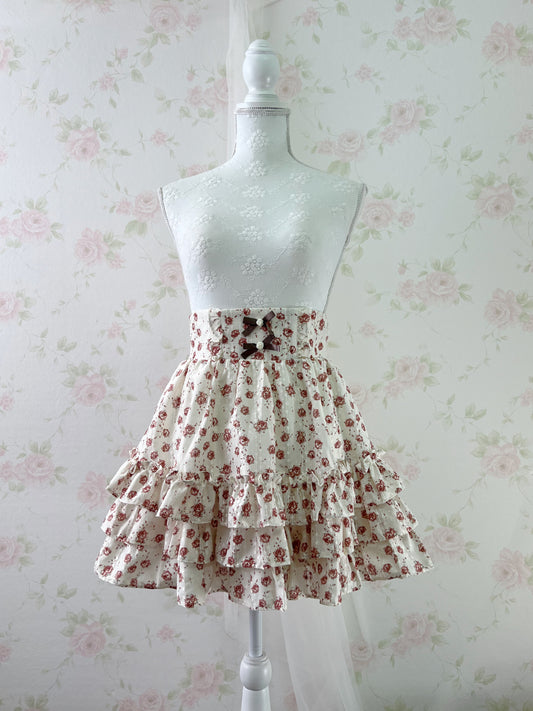 Ank Rouge Rose Lace Tiered Skirt