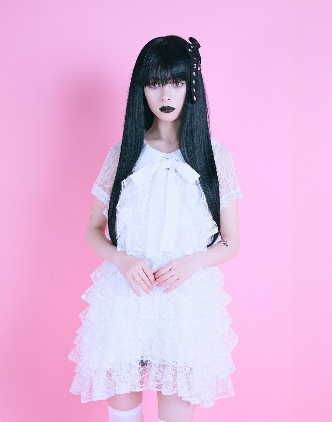 AVENCHUMU Full of frills lace tiered dress