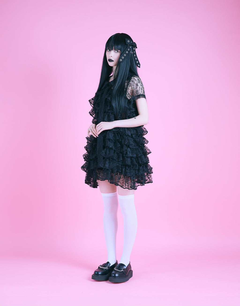 AVENCHUMU Full of frills lace tiered dress