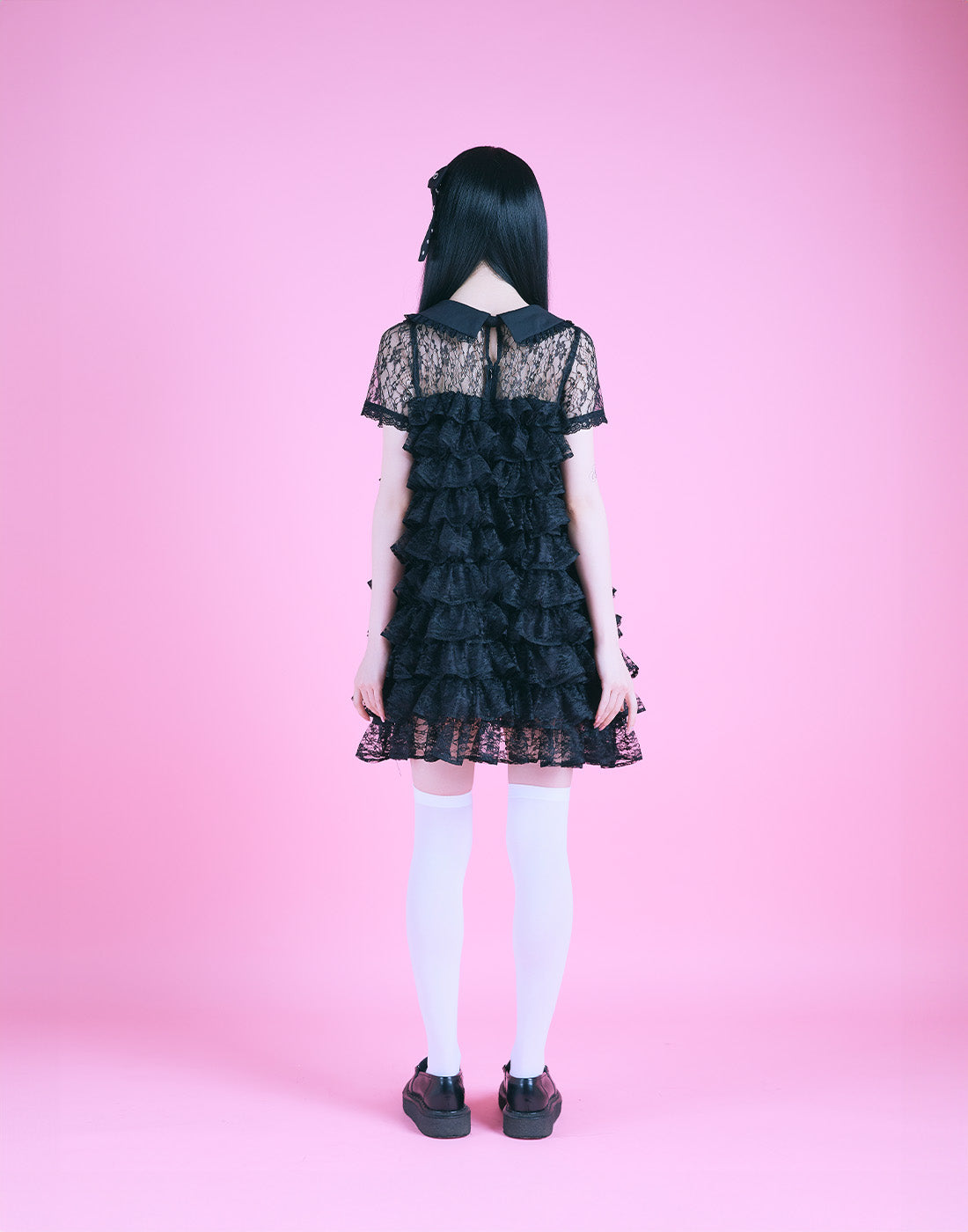 AVENCHUMU Full of frills lace tiered dress