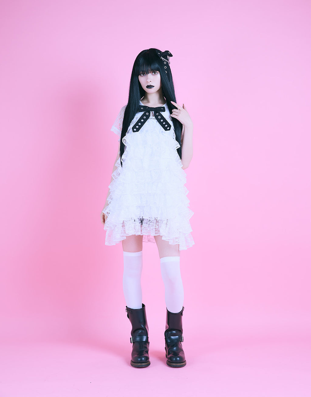 AVENCHUMU Full of frills lace tiered dress