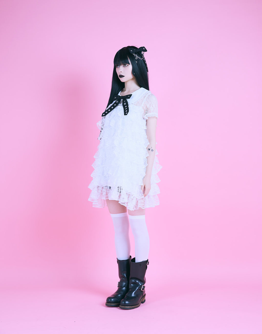 AVENCHUMU Full of frills lace tiered dress