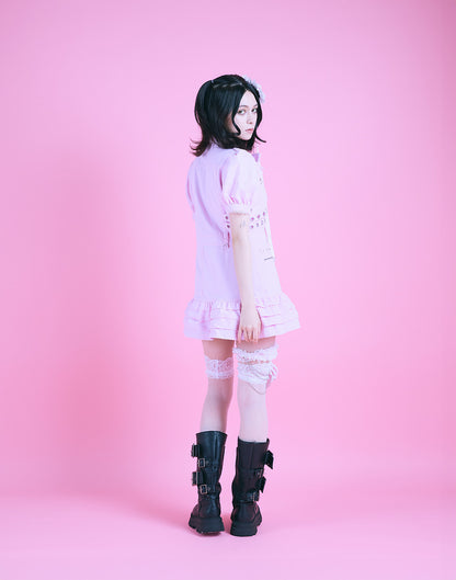 AVENCHUMU Front zip studded belt mini one piece