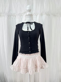 BUBBLES Front Tie Top (Black)