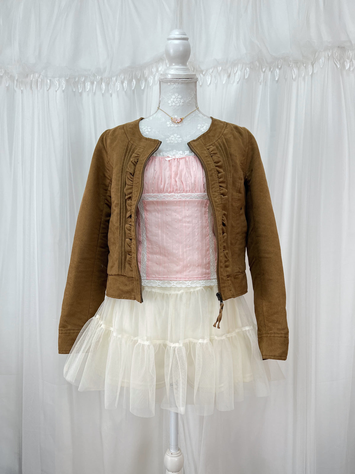 Olive des Olive Suede Ruffled Jacket