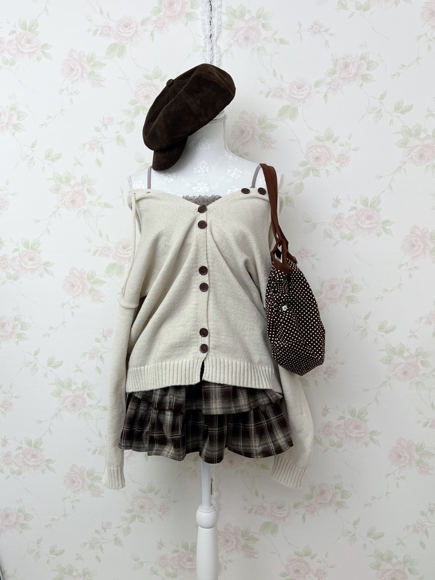 Loose Sleeve Shoujo Knit Hoodie (Oat Meal)
