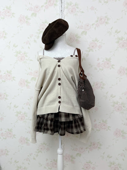 Loose Sleeve Shoujo Knit Hoodie (Oat Meal)