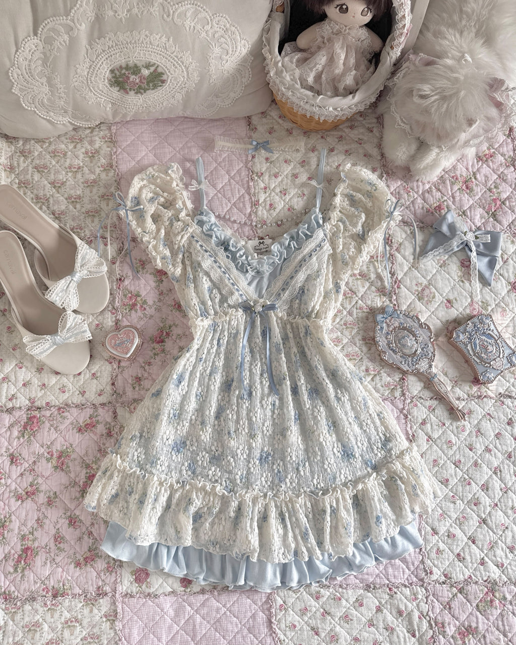(Pre-order)Vintage Angel Babyblue Rose Set