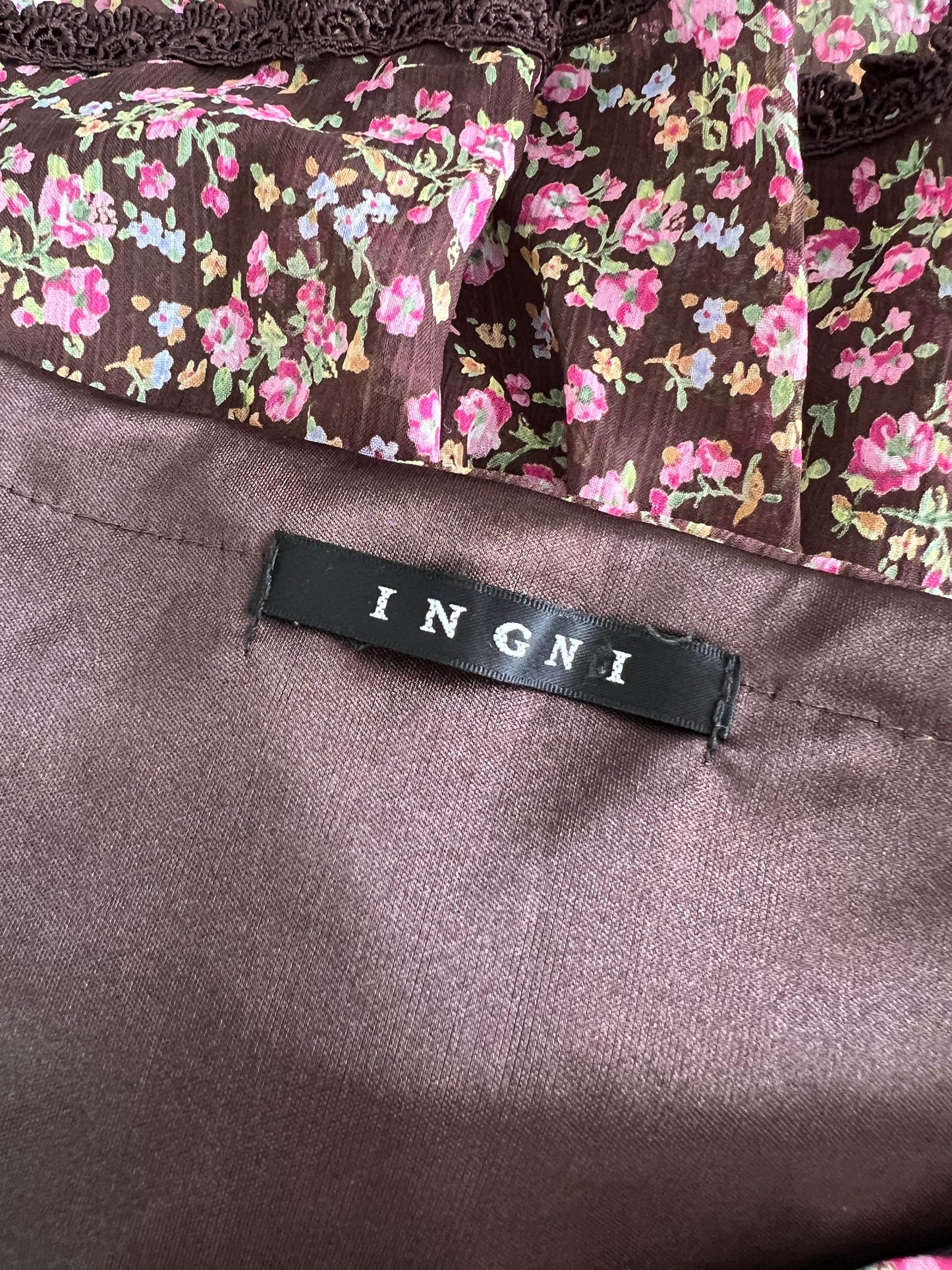INGNI Petite Floral Layered Skirt (Brown)