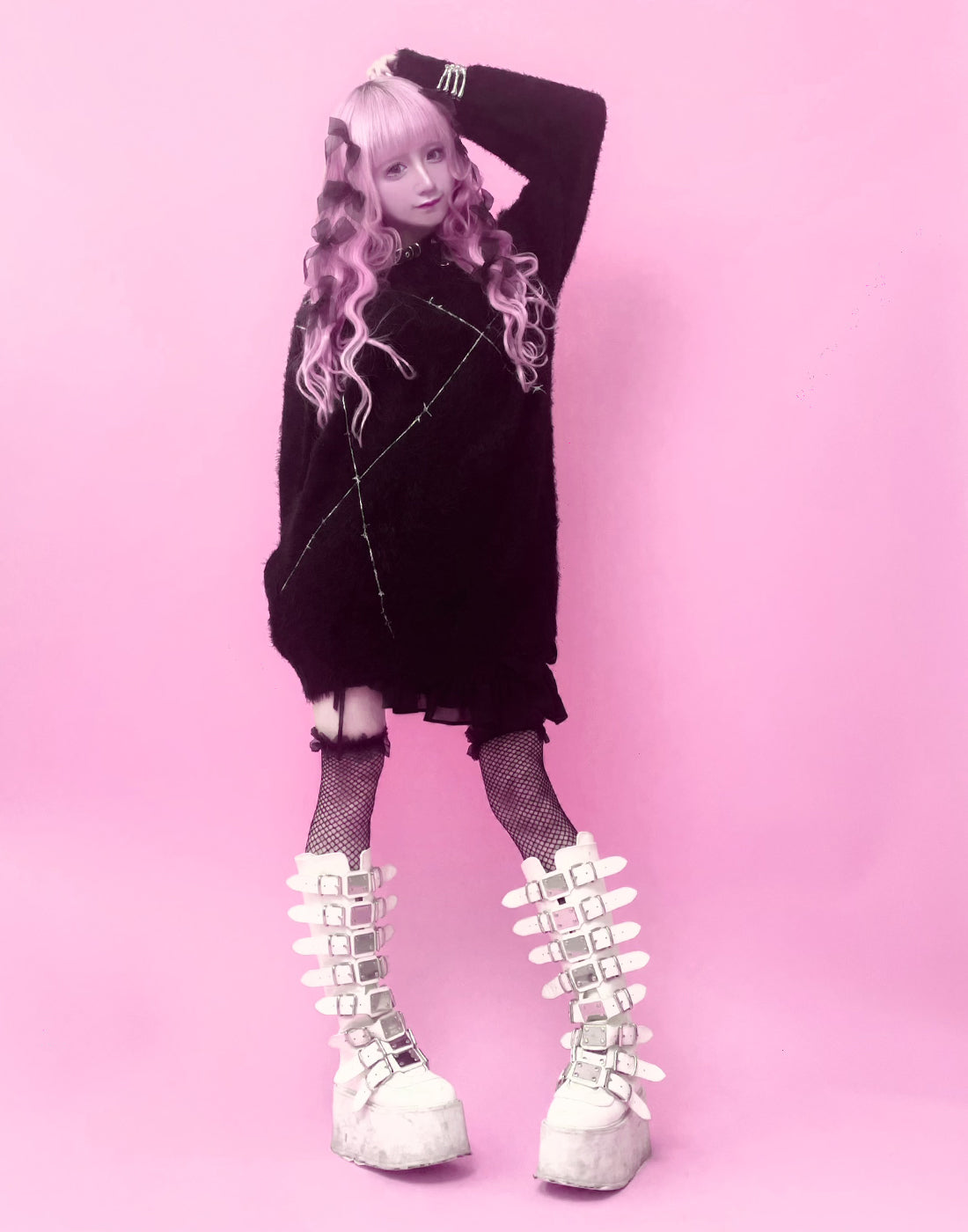 For "A" barbed wire shaggy knit