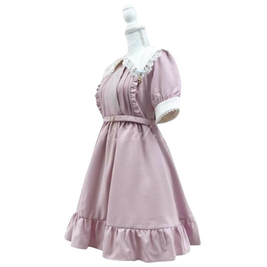 Dear My Love Little Twin Stars Collar Charm Lacy Sailor Dress (Pink)