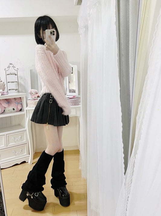 CECIL McBEE Crystal Buckle Belt Mini Skirt (Gray)
