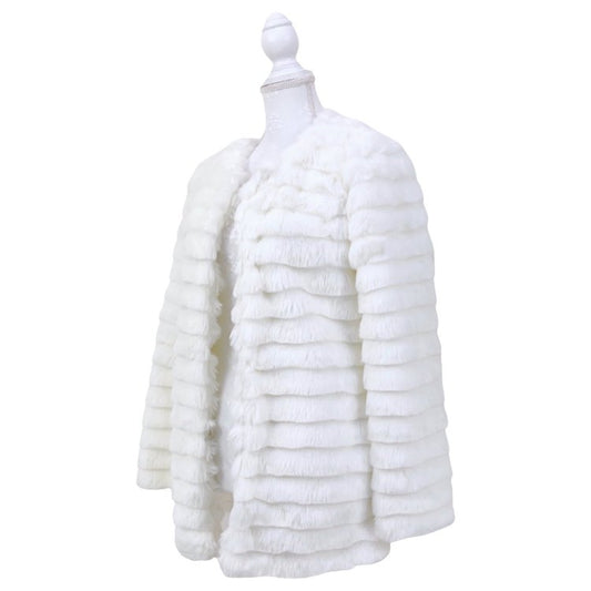 CECIL McBEE Long Fur Coat (White)