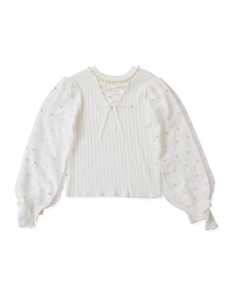Sugary heart tulle Knit Top