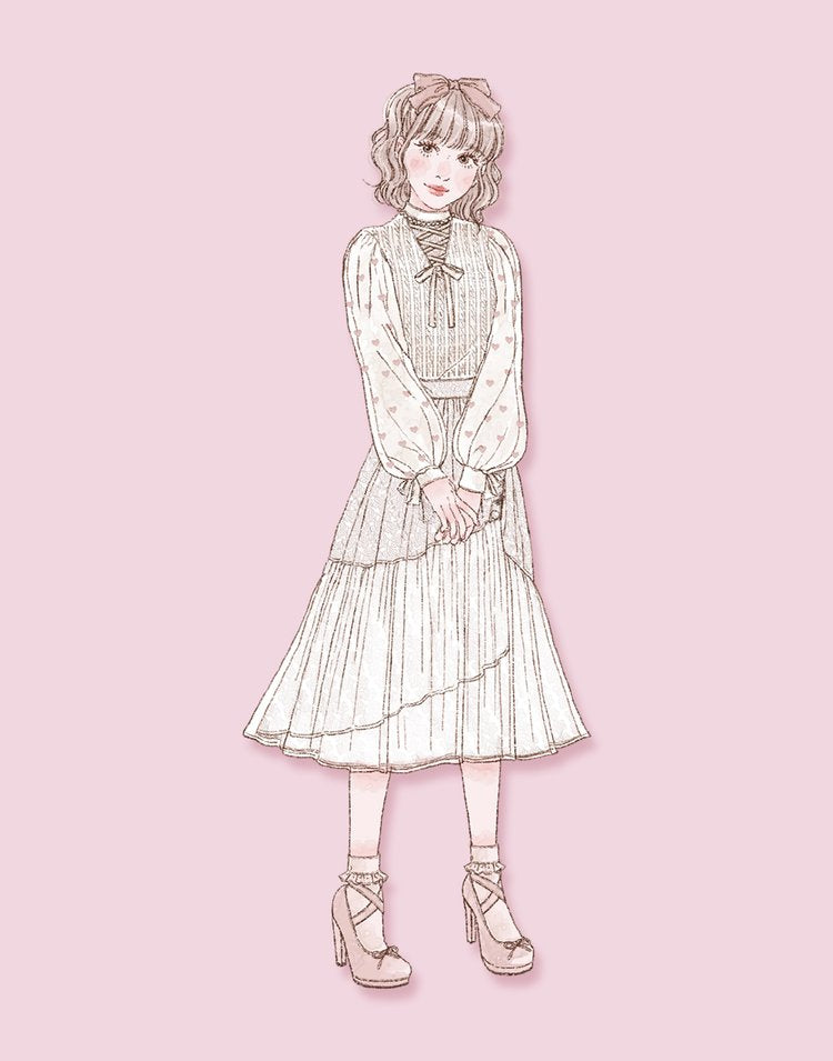 Sugary heart tulle Knit Top