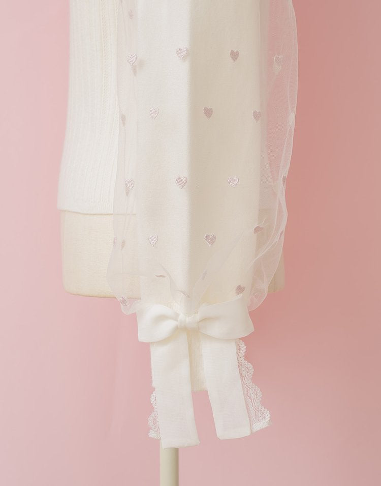Sugary heart tulle Knit Top