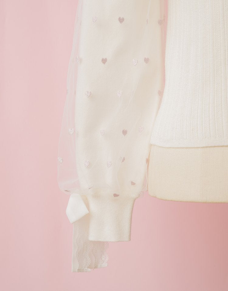 Sugary heart tulle Knit Top