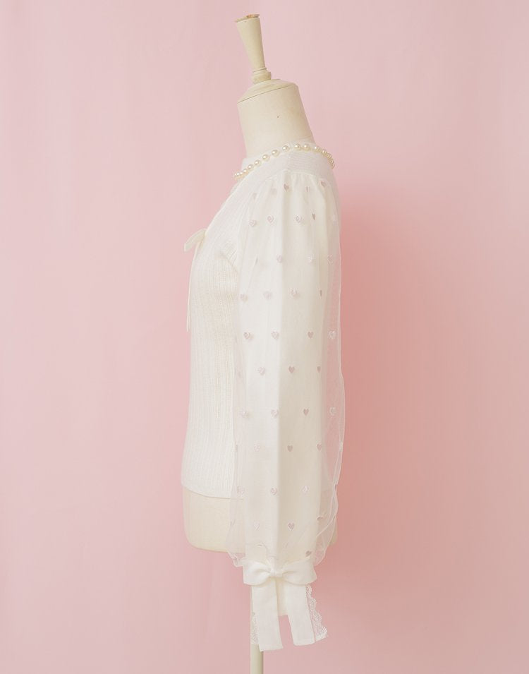Sugary heart tulle Knit Top