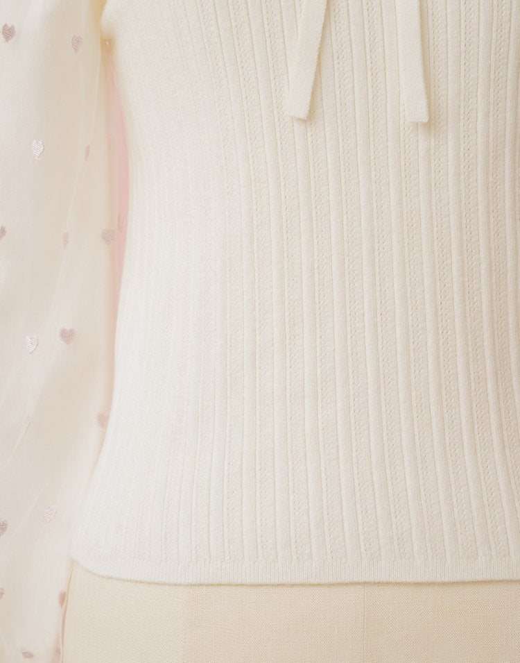 Sugary heart tulle Knit Top